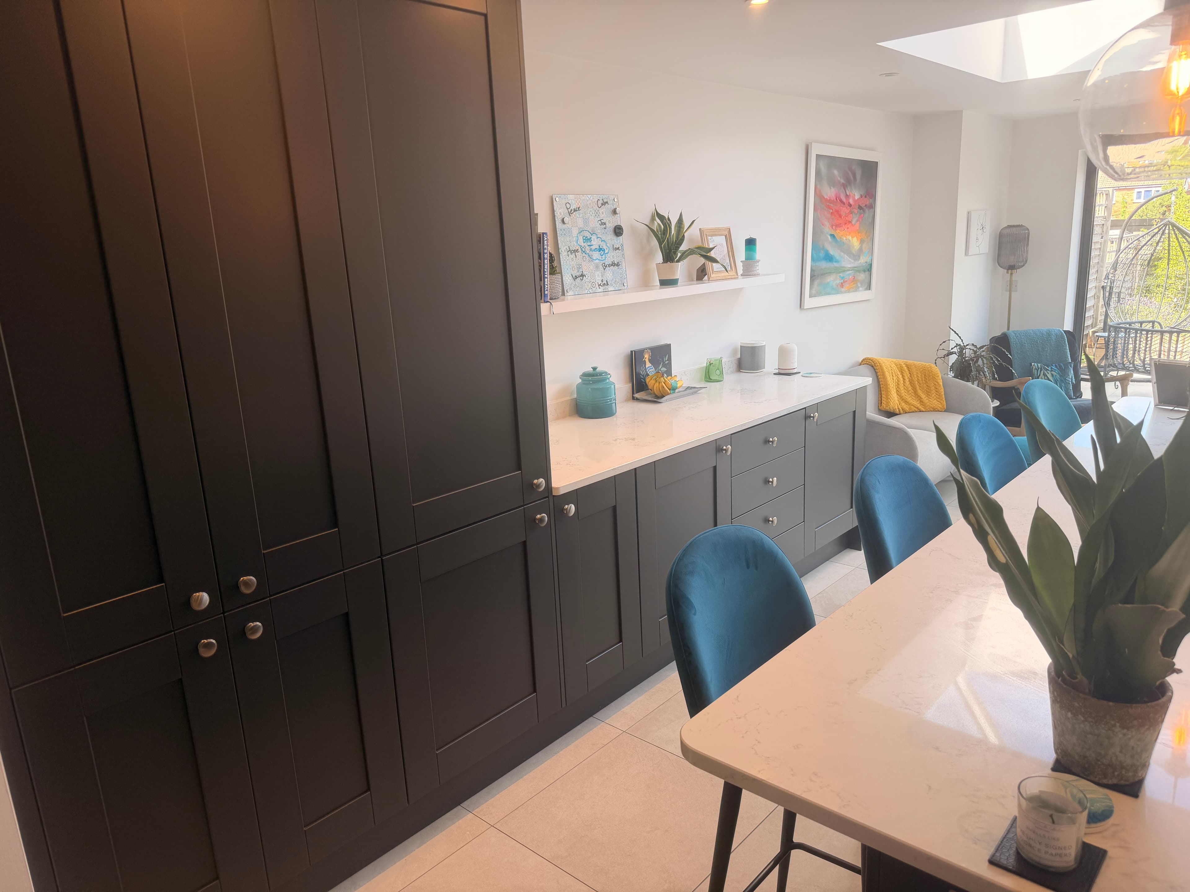 Shaker kitchen with island and roof light